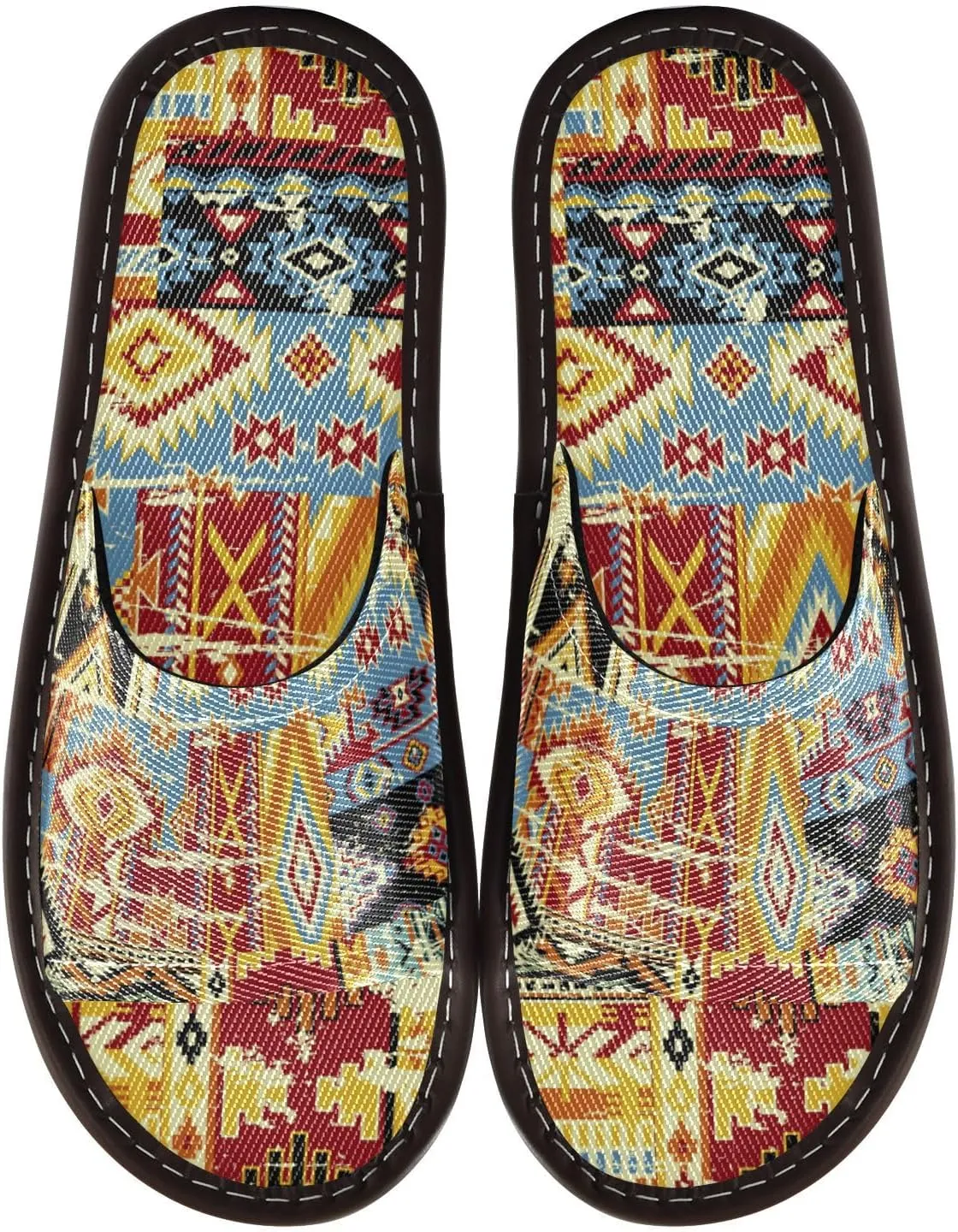 susiyo Slippers for Women Men Ethnic Patchwork Grunge Effect Summer House Slippers