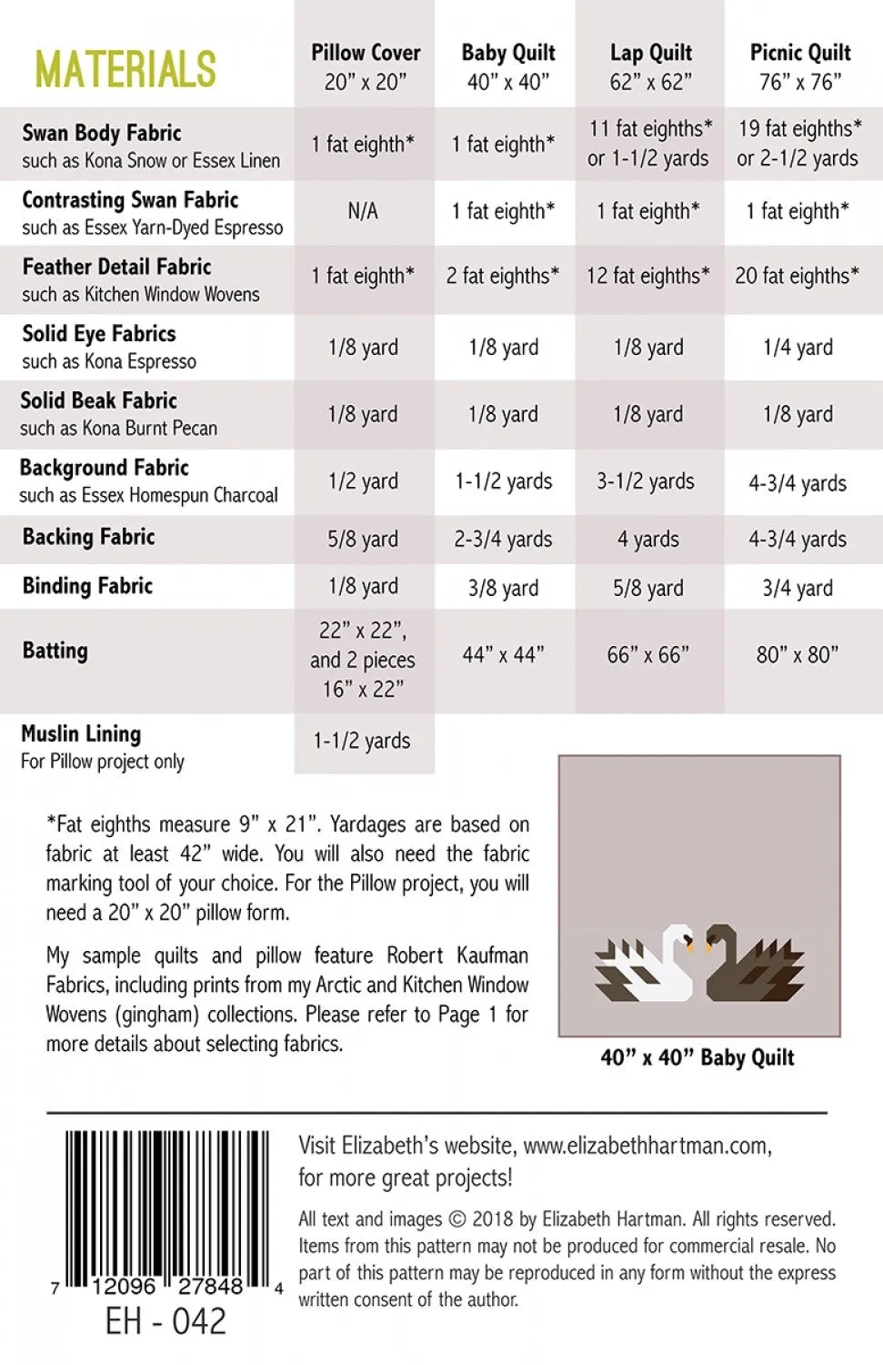 Swan Island Pattern by Elizabeth Hartment (Printed Pattern)
