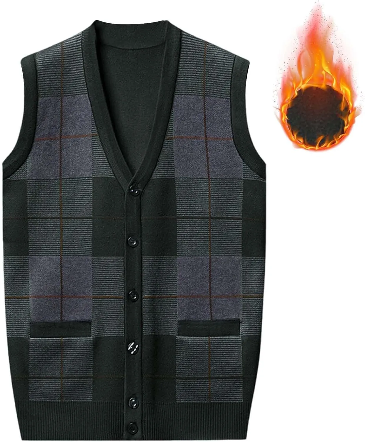 Sweater Vest for Men Sleeveless V Neck Button Down Knitwear Casual Slim Fit Striped Pullover Knit Sweater Fall Vests