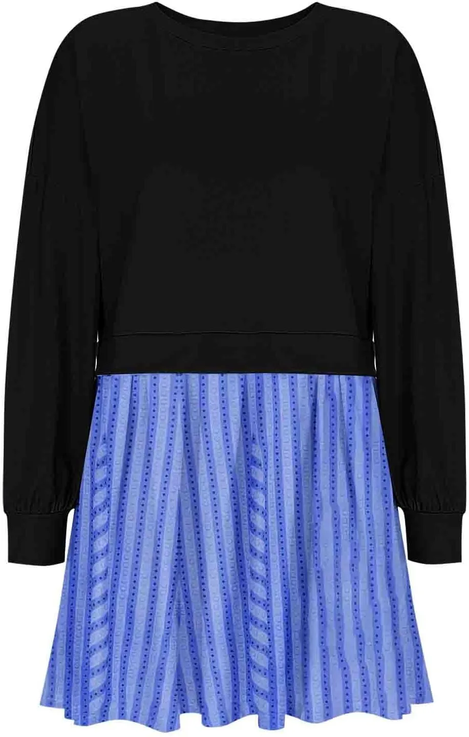 Sweatshirts Dresses for Women Crewneck Long Sleeve Patchwork Mini Dress Funny Print Graphic Shirt Loose Pullover Tops