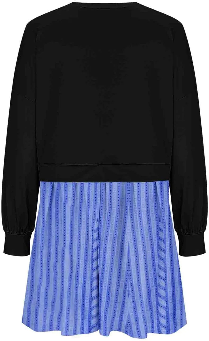 Sweatshirts Dresses for Women Crewneck Long Sleeve Patchwork Mini Dress Funny Print Graphic Shirt Loose Pullover Tops