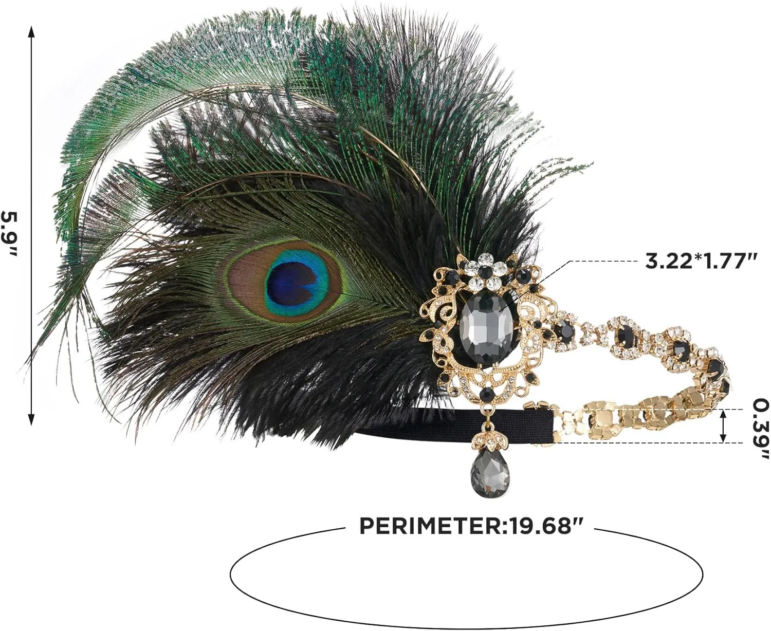 SWEETV 1920s Vintage Peacock Flapper Dresses Sequin Fringed Gatsby Dress with Headband