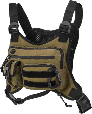 Tactical Chest Bag for Men, Running Vest Lightweight Adjustable EDC Sport Front Chest Pack Extra Storage Pouch for Workouts Cycling Hiking Outdoor, Khaki