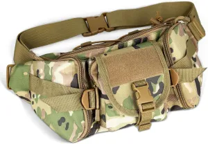 Tactical Fanny Pack, Military Waist Pack Multiple Pockets and Compartments Camo Fanny Pack Travel Fanny Bag for Fishing Hunting Cycling Mountain Climbing