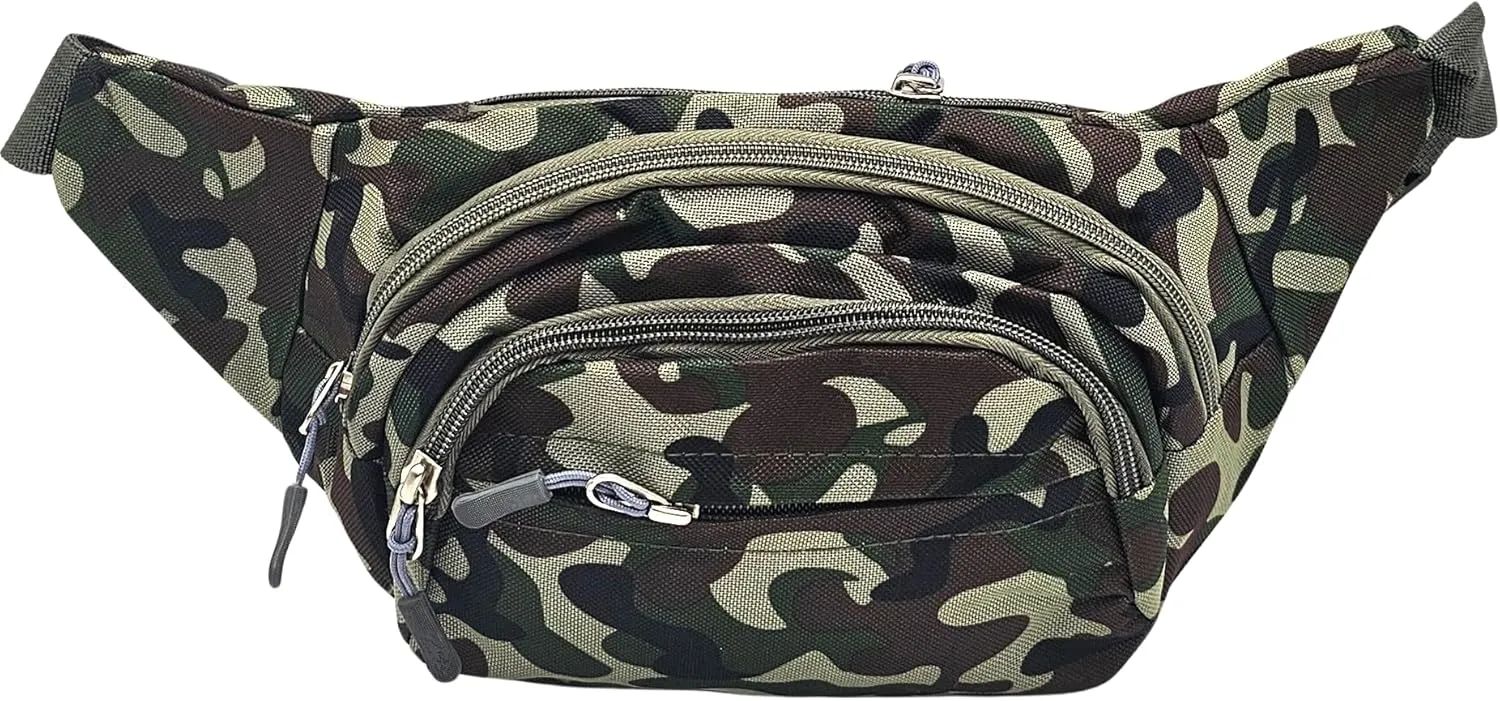 Tactical Fanny Pack - Stylish and Functional 4-Zipper Waist Bag for Men and Women. Adjustable Belt, Large Capacity, Perfect for Travel. Phone-friendly Chest Shoulder Bag (green with brown)