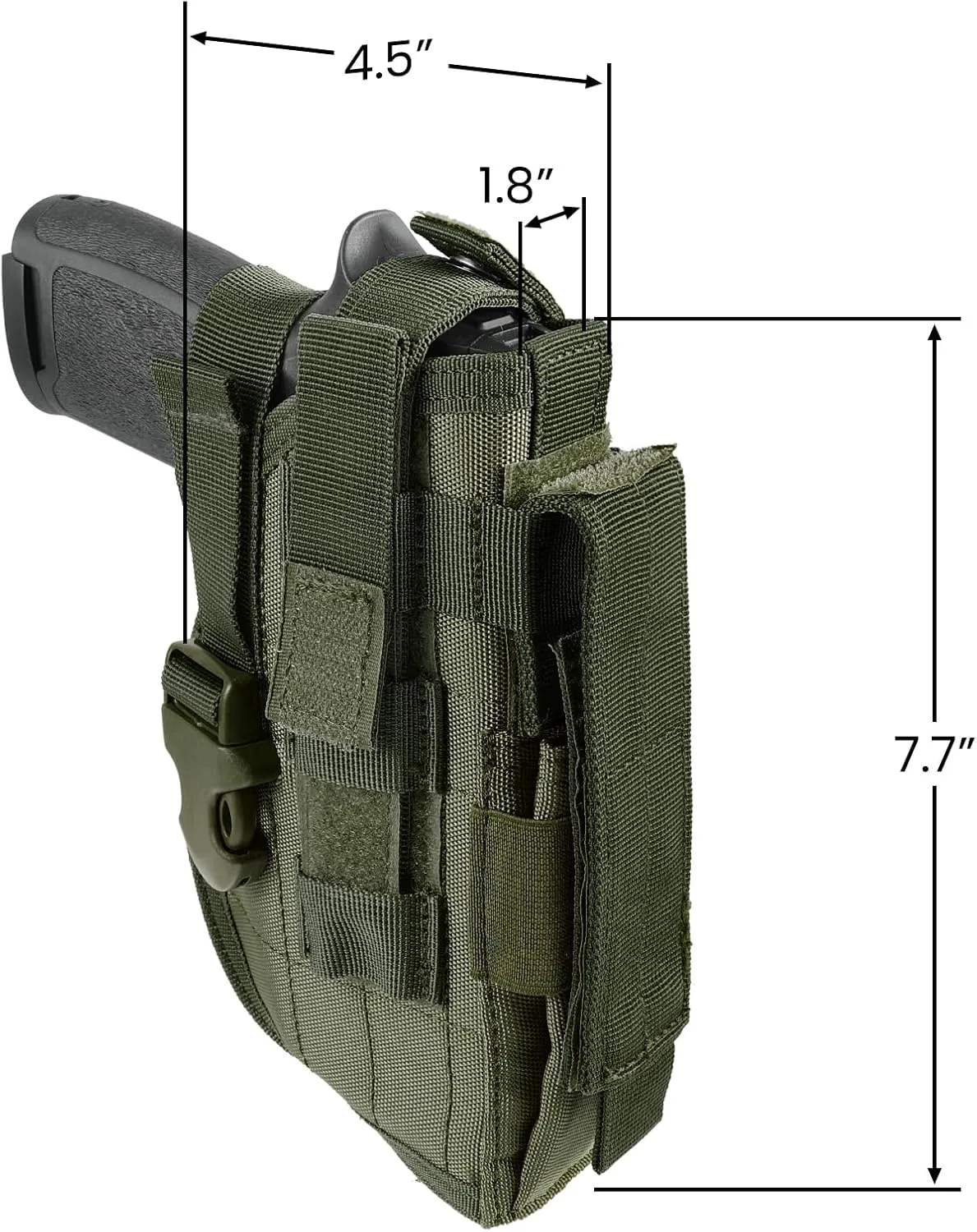 Tactical Molle Belt Gun Holster, Universal Adjustable Pistol Holsters with Mag Pouch Fits S&W M&P Shield M1911 Glock 17 26 42