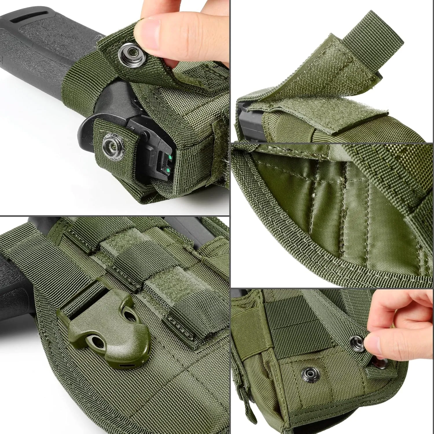 Tactical Molle Belt Gun Holster, Universal Adjustable Pistol Holsters with Mag Pouch Fits S&W M&P Shield M1911 Glock 17 26 42