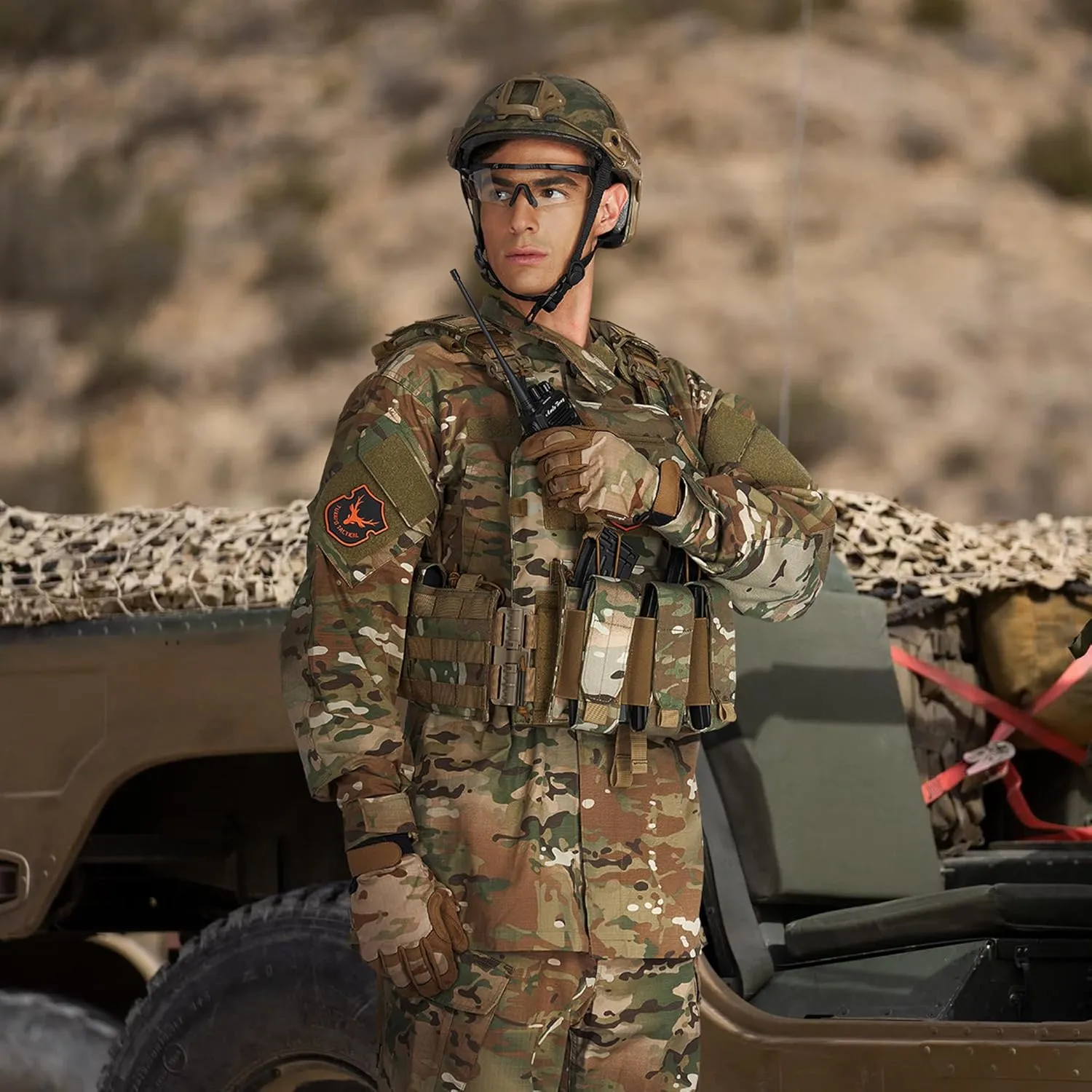 Tactical Molle Vests with Triple mag Pouch and Side Cummerbund Pouches, Quick Release Vests for Men