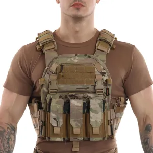 Tactical Molle Vests with Triple mag Pouch and Side Cummerbund Pouches, Quick Release Vests for Men