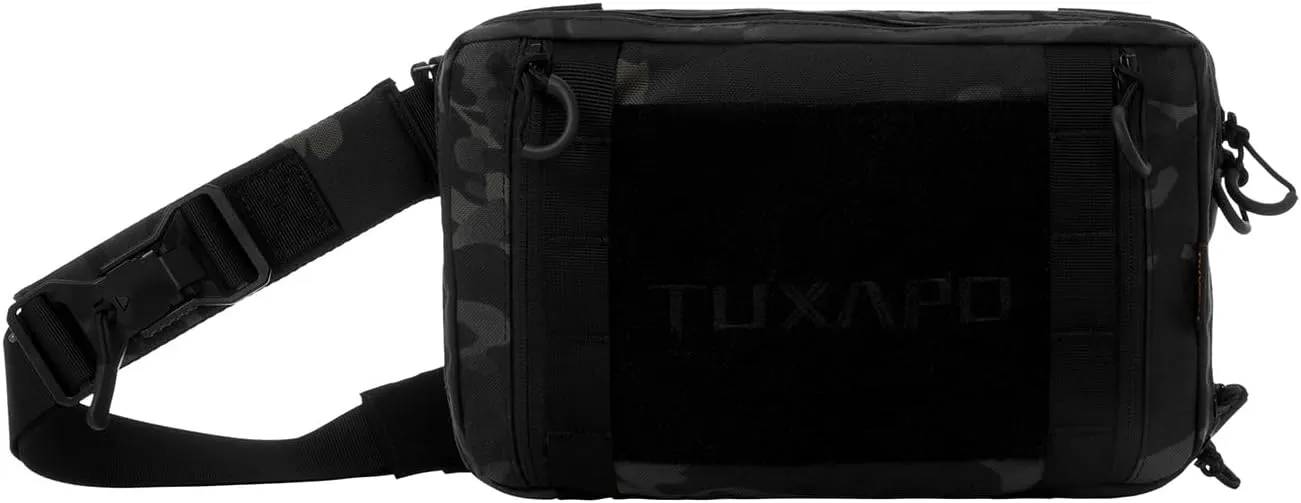 Tactical Shoulder Bag - Small Military Tactical Sling Backpack, Nylon EDC Bag for Hiking, Travel, & Everyday Use (Black camouflage