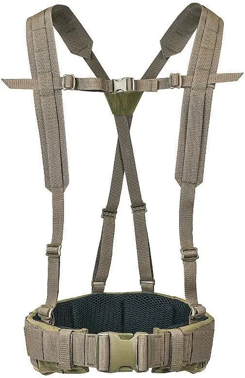 Tasmanian Tiger Warrior Belt MK III, Tactical Battle Belt, MOLLE Webbing, Chest Strap Carrying System, Large, Olive