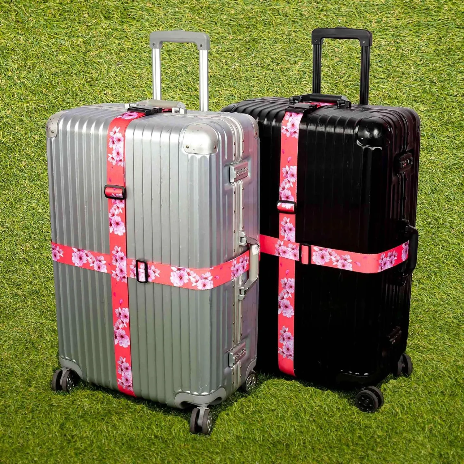 Teeoff Luggage Straps Suitcase Belts Travel Bag Accessories Adjustable 220CM (Sakura - 2 Pack)