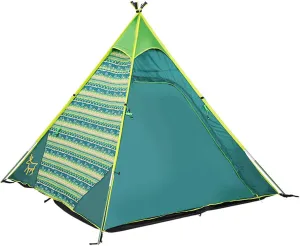 Teepee Tent | Sleeps 4 Person | Perfect for Camping for Family and Friends | 4 Season Waterproof Design with Fast Easy Set Up | Great for Festivals Beach and Outdo Brown (Color : Green)