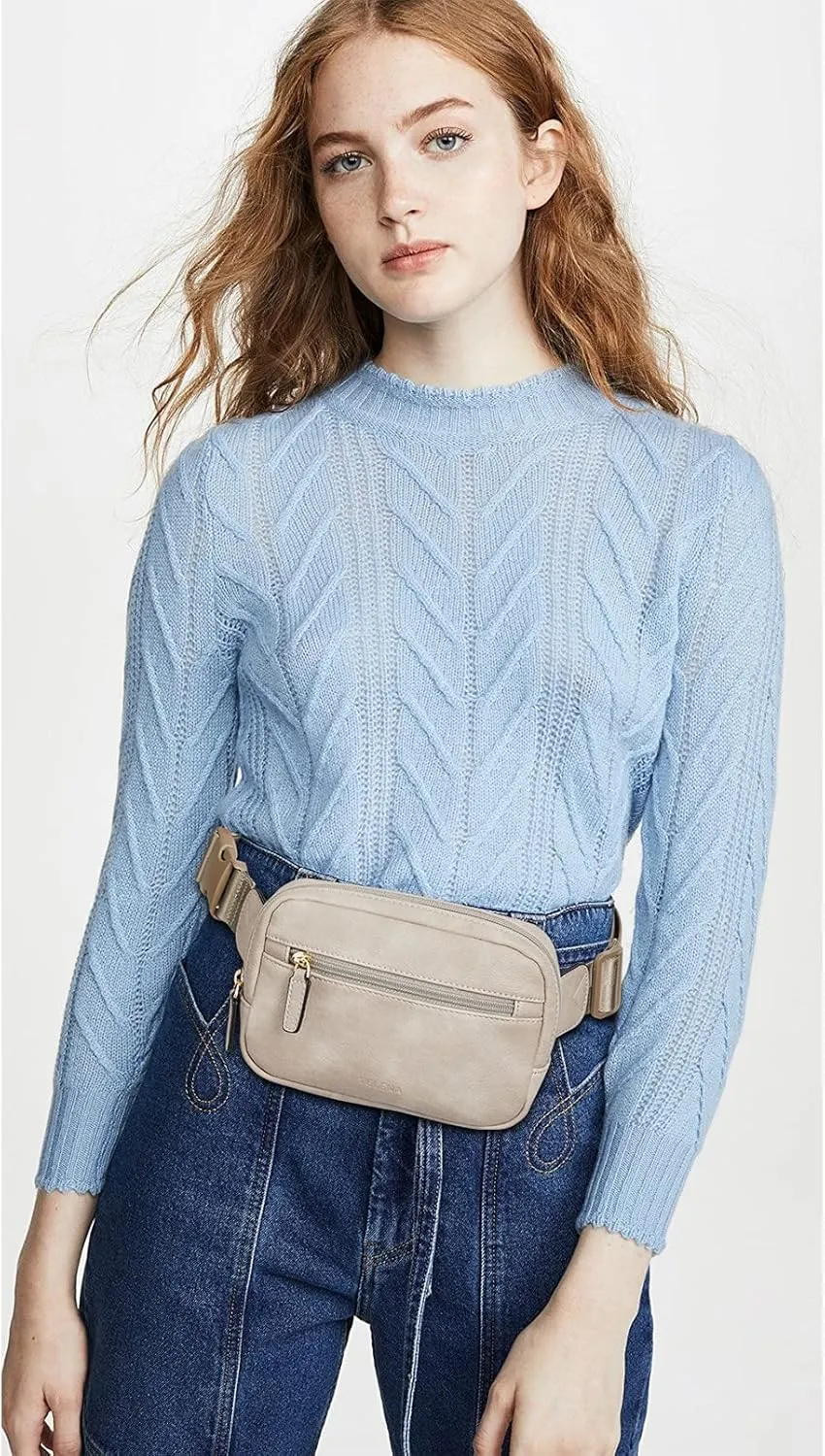Telena Belt Bag for Women PU Leather Fanny Pack Crossbody Waist Bags with Adjustable Strap Cloud Grey