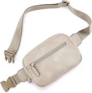 Telena Belt Bag for Women PU Leather Fanny Pack Crossbody Waist Bags with Adjustable Strap Cloud Grey