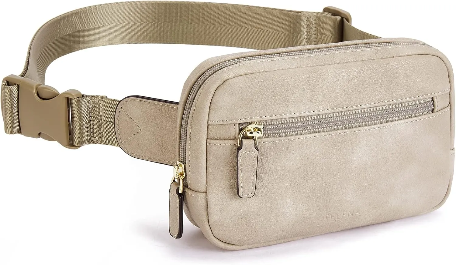 Telena Belt Bag for Women PU Leather Fanny Pack Crossbody Waist Bags with Adjustable Strap Cloud Grey