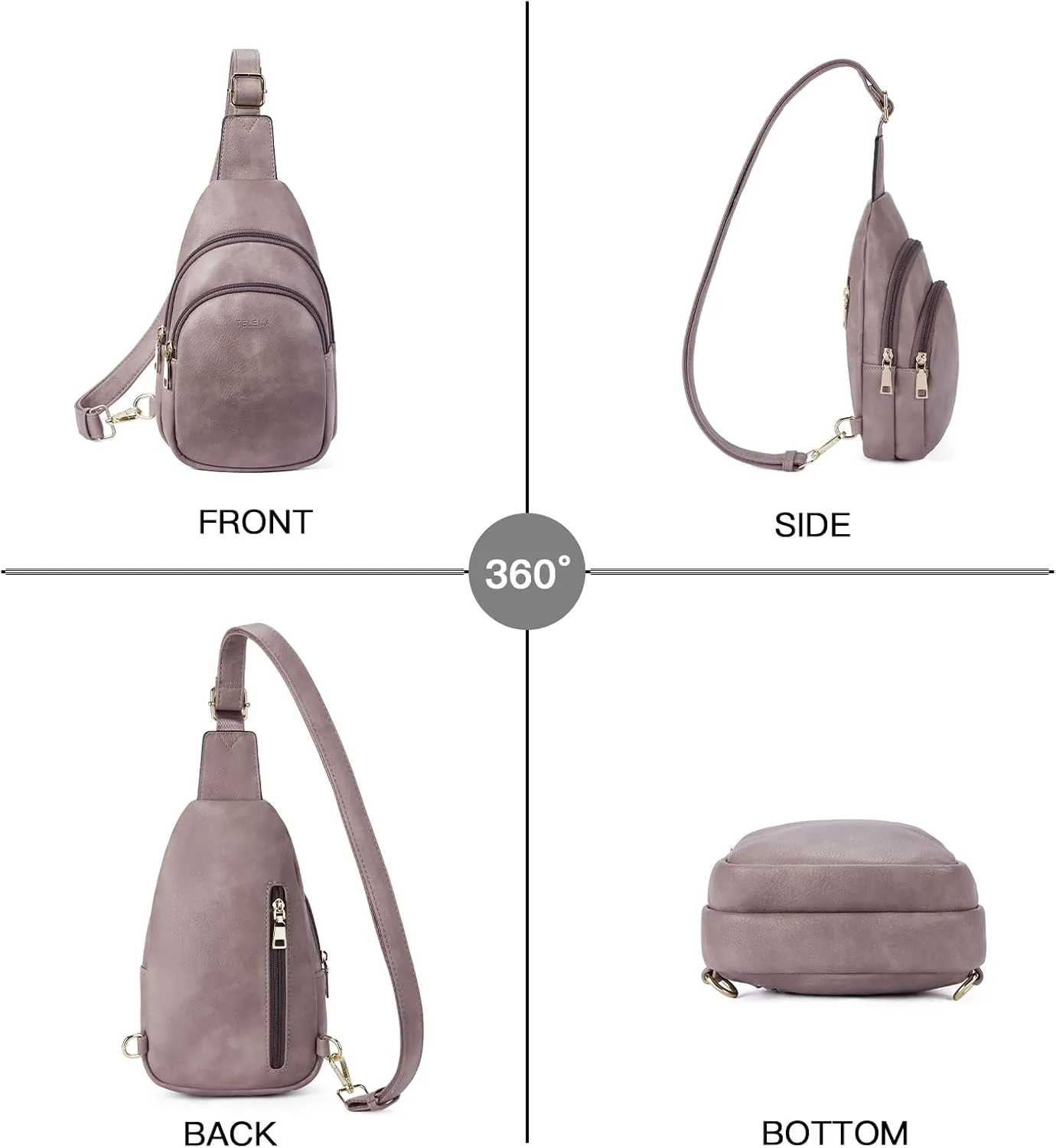 Telena Small Sling Bag for Women Leather Crossbody Fanny Packs Chest Bag for Women