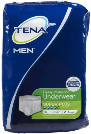 TENA Men Protective Underwear, Super Plus, X-Large, Case/56 (4 Bags of 14)