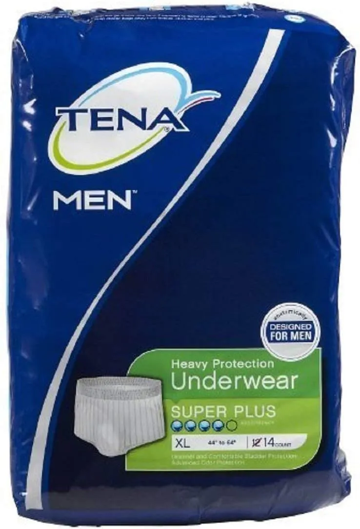 TENA Men Protective Underwear, Super Plus, X-Large, Case/56 (4 Bags of 14)