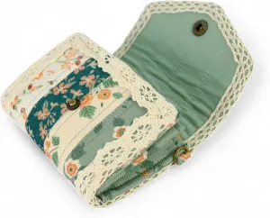 THE ARTISAN'S WHISPER Small Women Wallet, Fabric Wallet, Vintage Envelope Wallet, Floral Card Holder, Handmade Patchwork Quilted Long Purses, 100% Handmade, Gift For Her (Green)