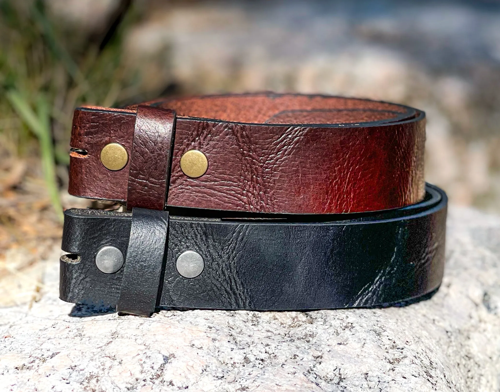 The Gunny: Shrunken Full Grain Buffalo Leather Belt Strap - 1.5"
