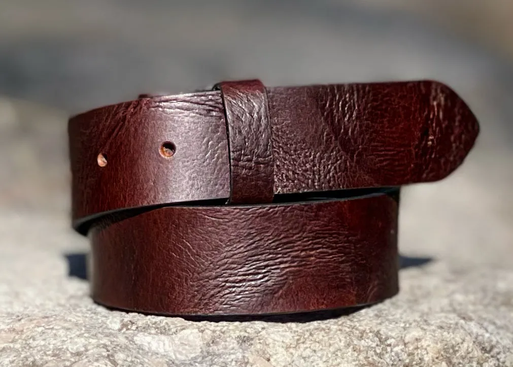 The Gunny: Shrunken Full Grain Buffalo Leather Belt Strap - 1.5"