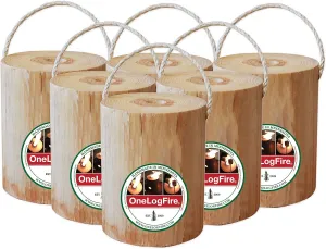 The Original OneLogFire (6) Pack | Swedish Fire Log | Swedish Torch | One Log Campfire | for Outdoor Firepit | Campfire | Bonfires | Fireplace