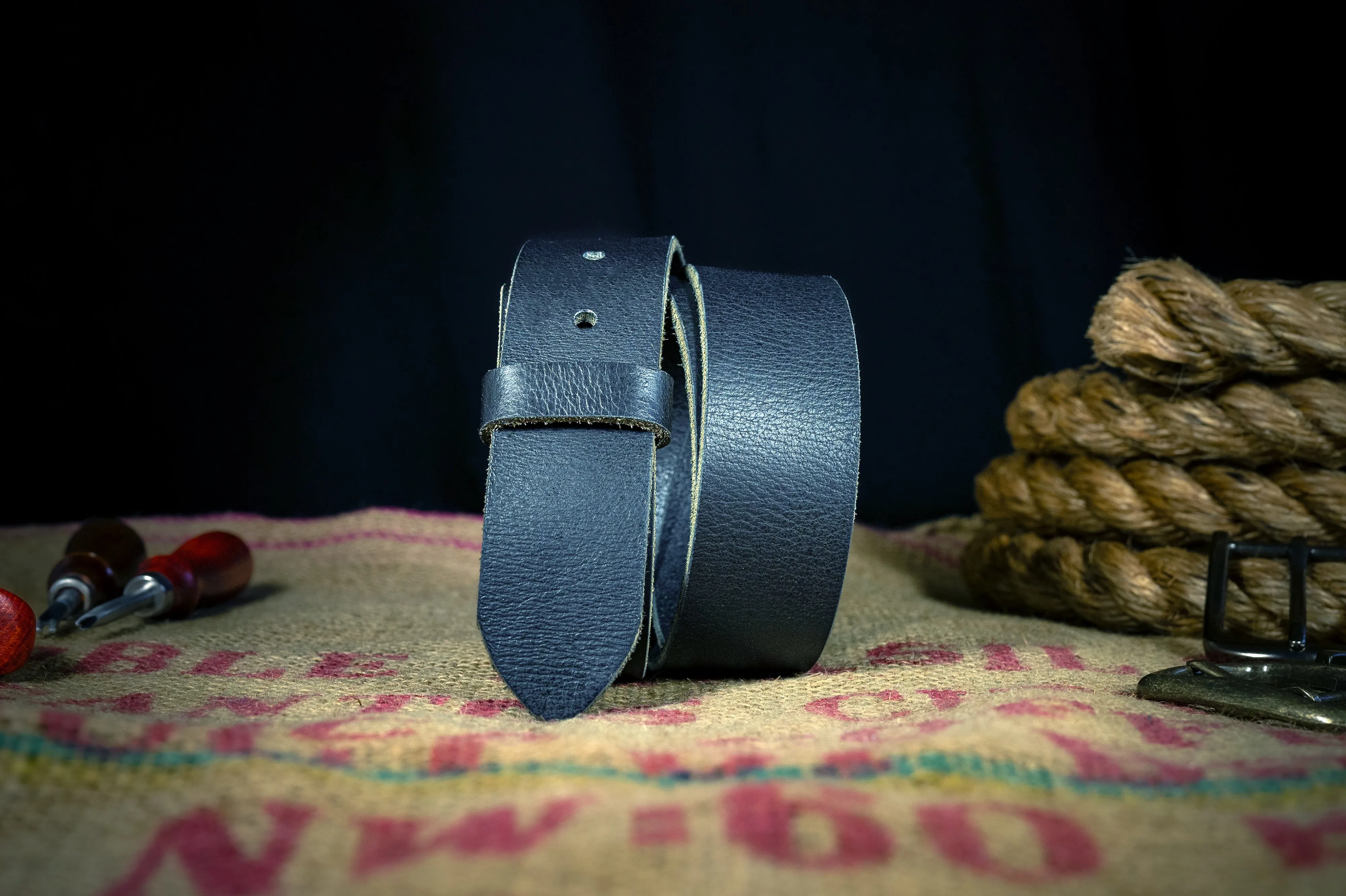 The Silverton: Milled Full Grain Buffalo Replacement Belt Strap - Black - 1.5"