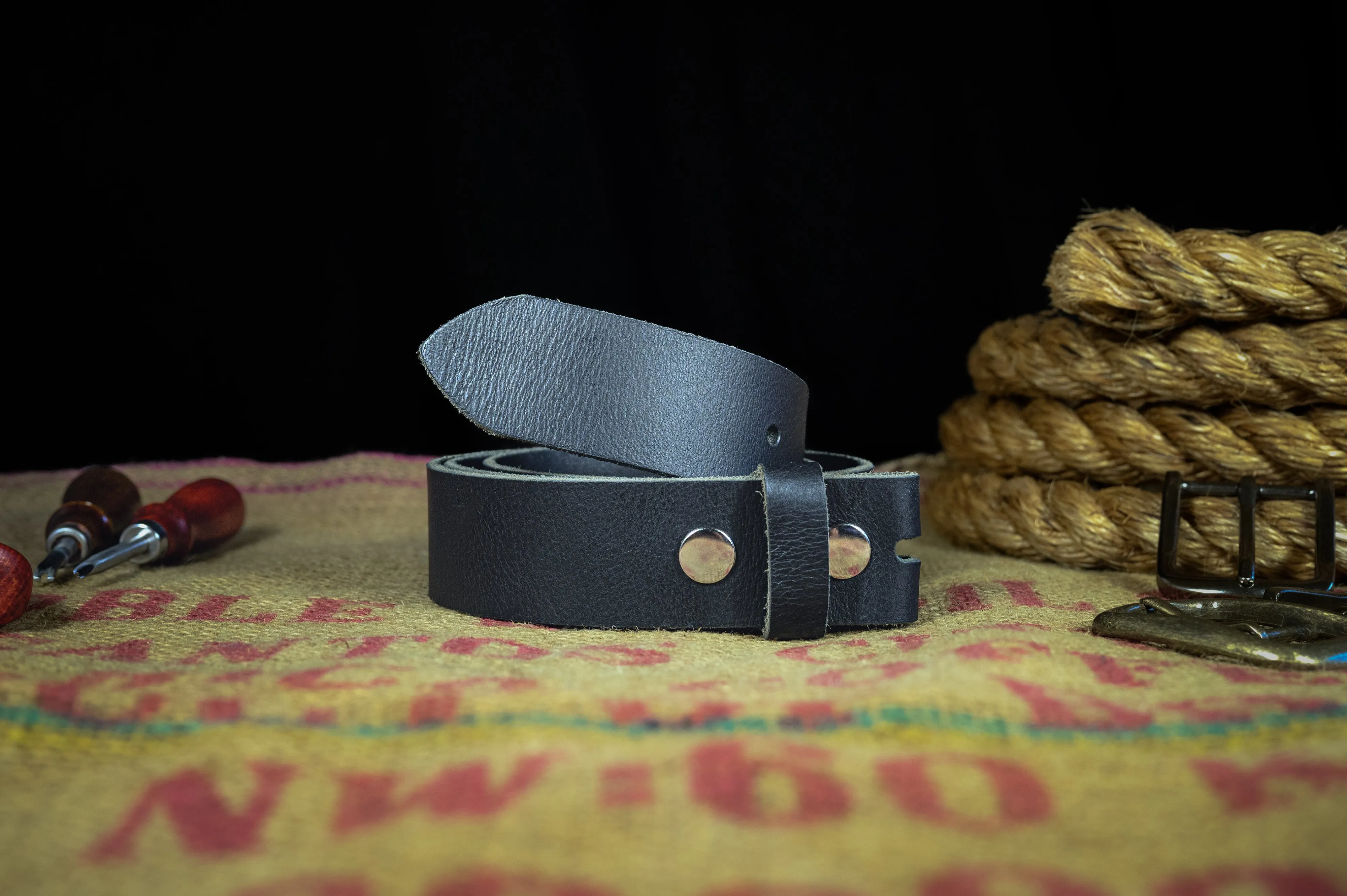 The Silverton: Milled Full Grain Buffalo Replacement Belt Strap - Black - 1.5"