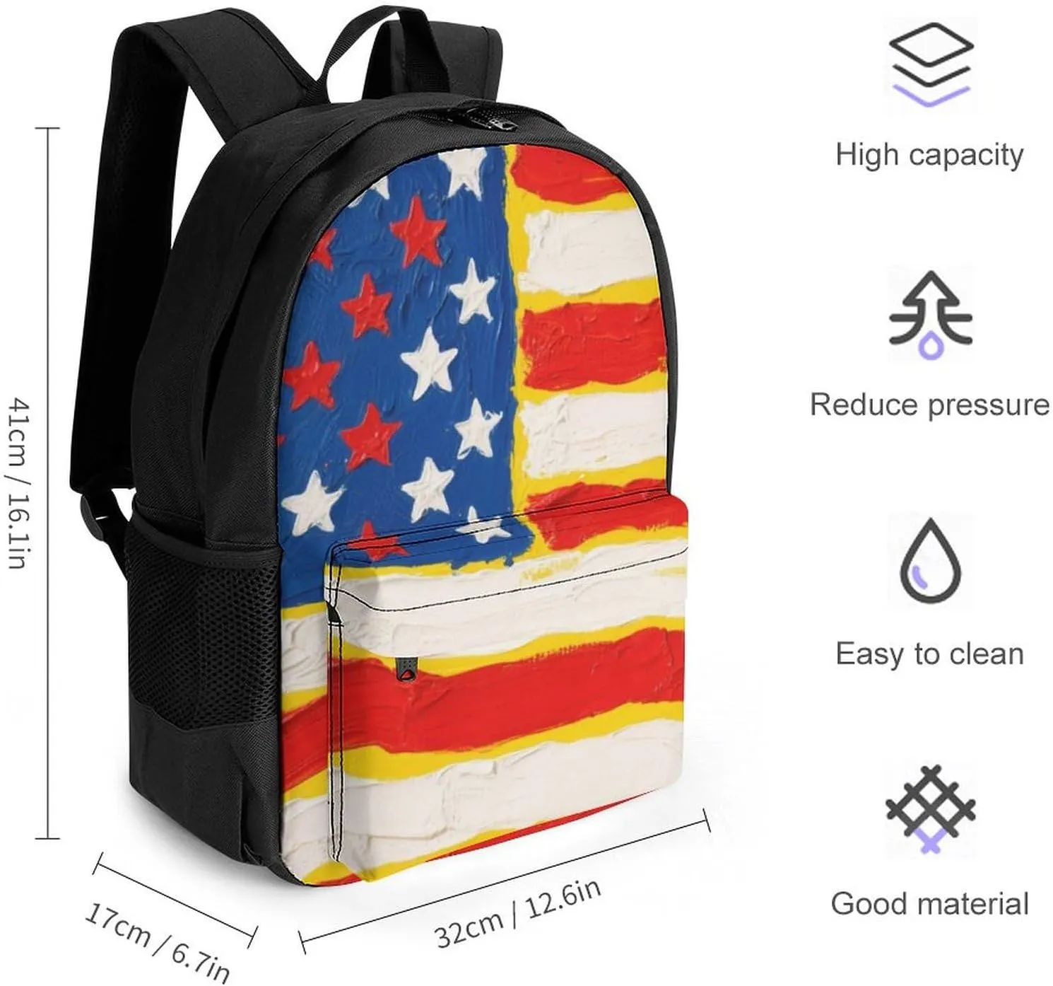 Thin Red Line American Flag Art Rucksacks Polyester Anti-Theft Multipurpose Carry On Bag Large Capacity Gym Outdoor Hiking Backpack With Smooth Zippers