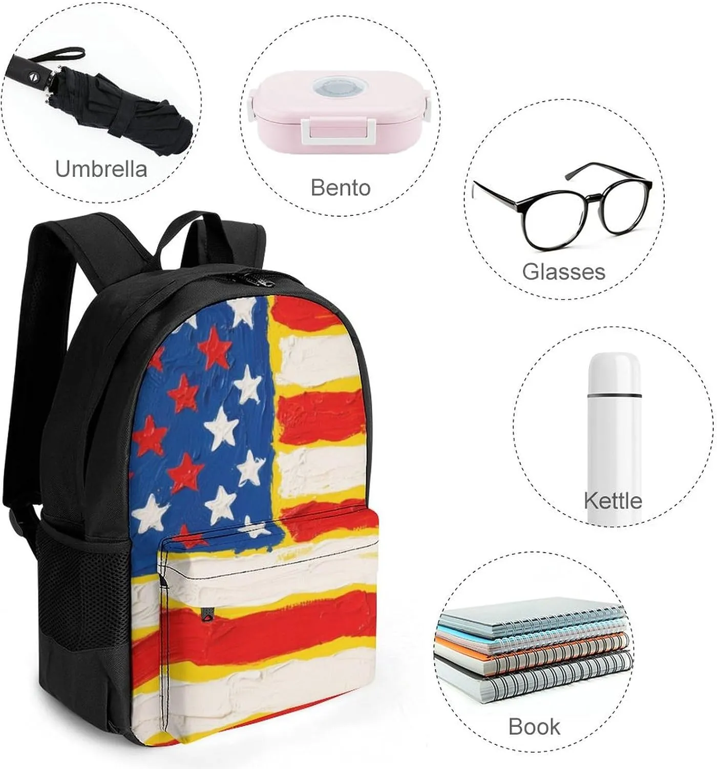 Thin Red Line American Flag Art Rucksacks Polyester Anti-Theft Multipurpose Carry On Bag Large Capacity Gym Outdoor Hiking Backpack With Smooth Zippers