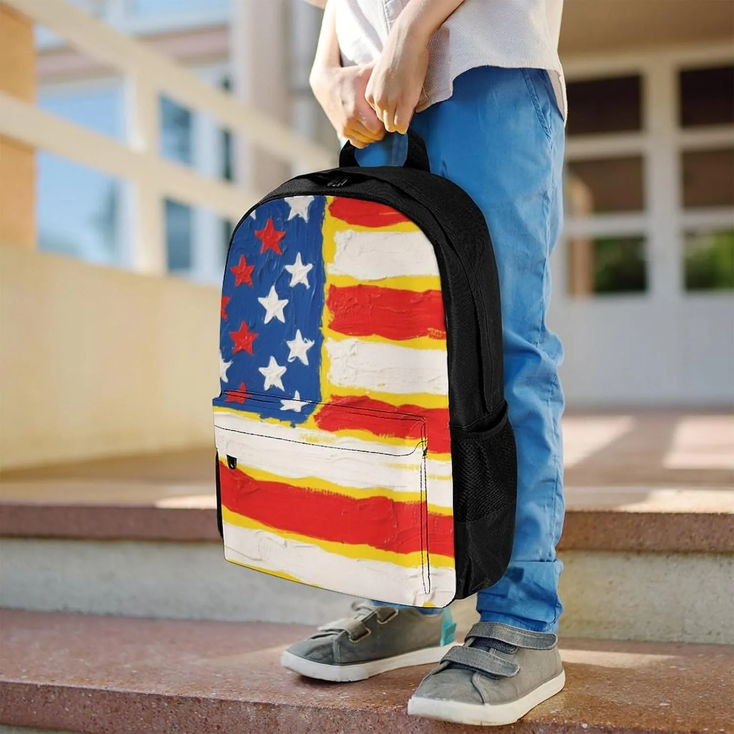 Thin Red Line American Flag Art Rucksacks Polyester Anti-Theft Multipurpose Carry On Bag Large Capacity Gym Outdoor Hiking Backpack With Smooth Zippers