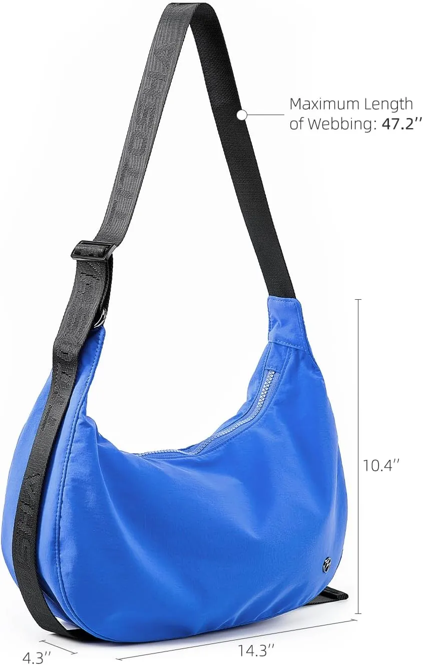 Titosha Medium Nylon Crescent Crossbody Bag for Women with Extended Adjustable Shoulder strap