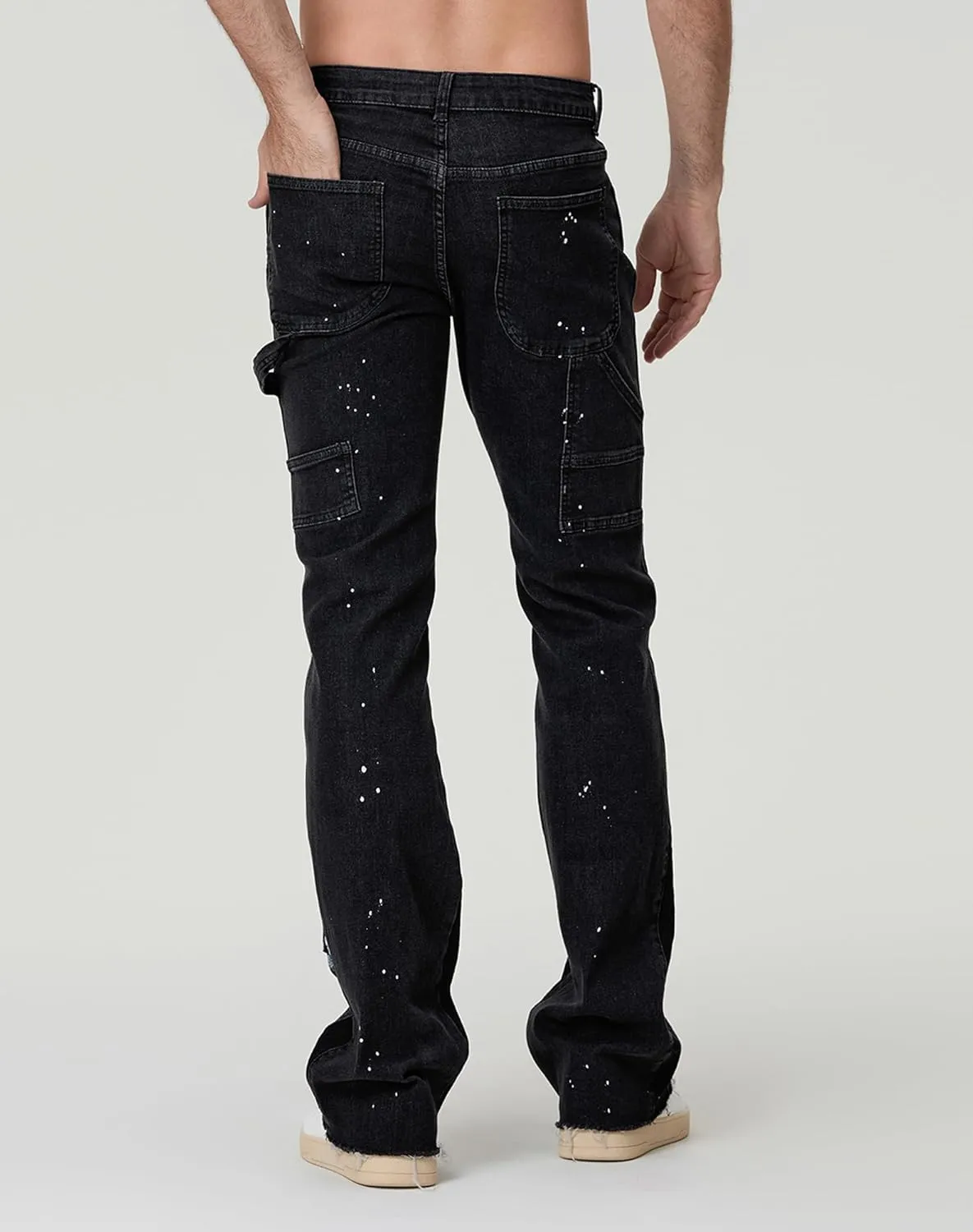 Tkuycn Men's Y2k Jeans Bootcut Stretch Baggy Wide Leg Flared Denim Pants Patchwork Hip Hop Jeans Streetwear