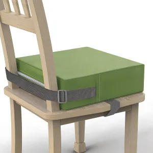 Toddler Booster Seat for Dining Table, PU Washable Double Safe Straps Non-Slip Bottom Booster Seat Dining Toddler, Portable Travel Increasing Cushion (Light Green)