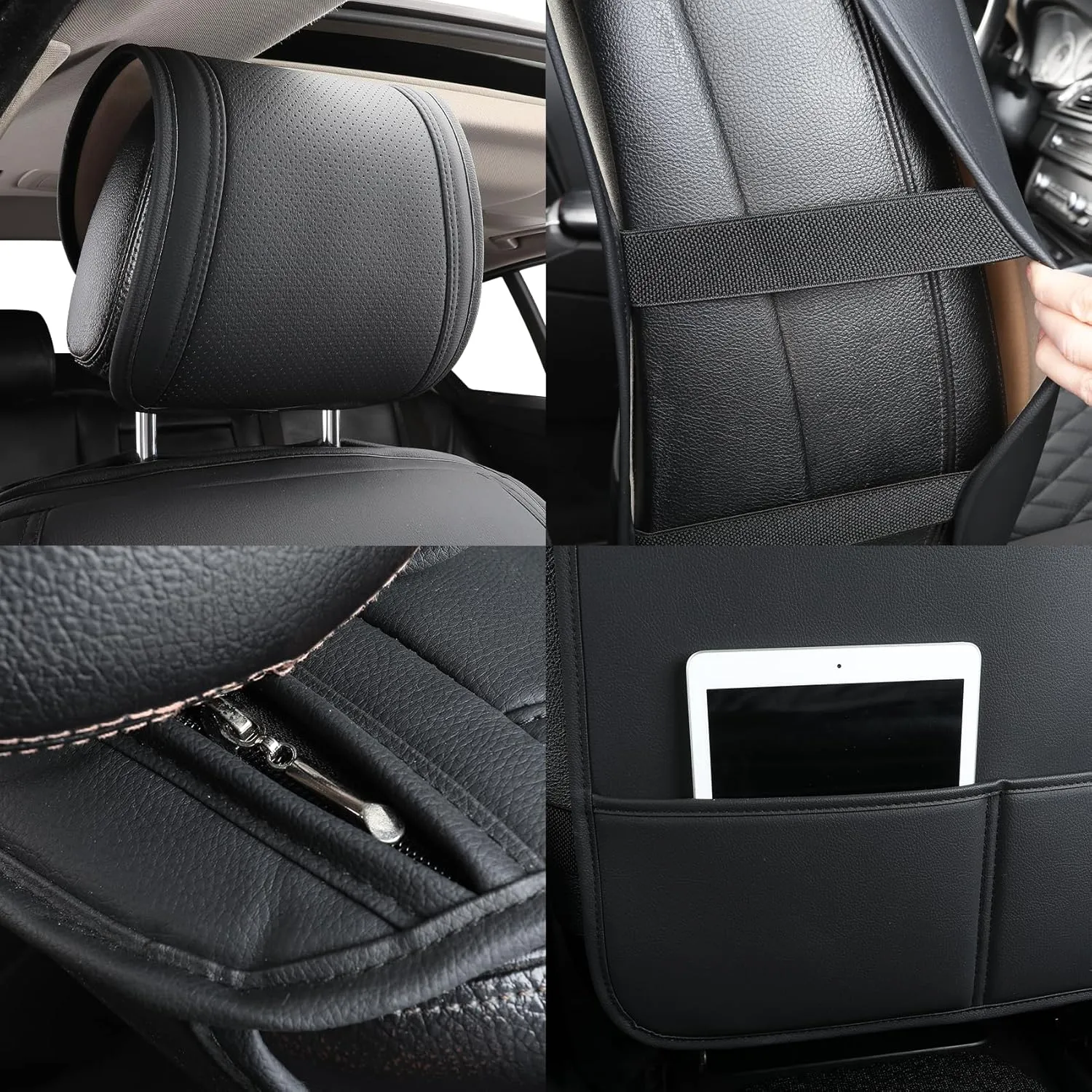 Tomatoman Artificial Leather Car Seat Covers Compatible with Lexus CT 200h Waterproof Anti-Dust Easy to Clean with Airbag Safe Design(2PCS Front/Black)
