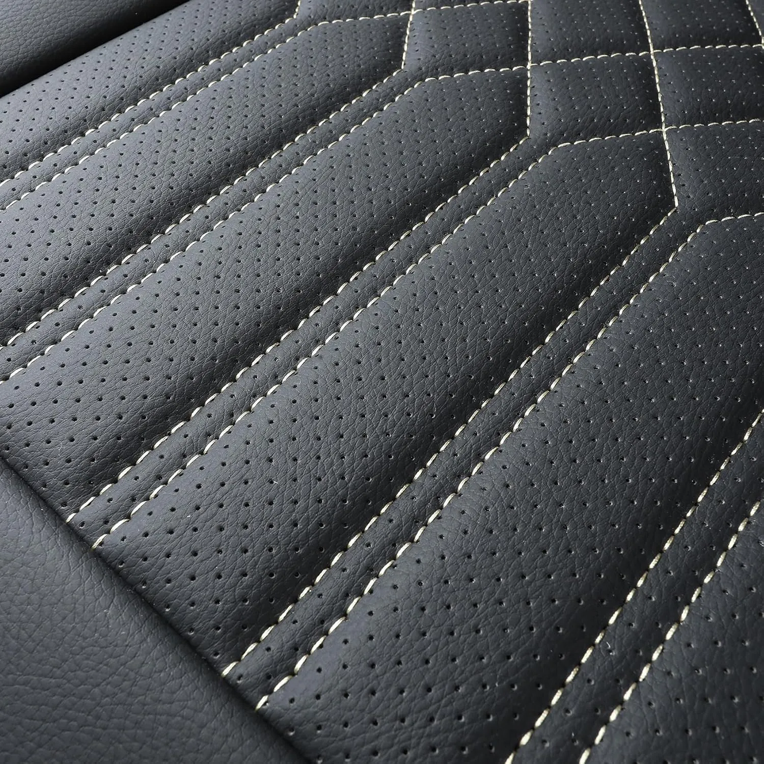 Tomatoman Synthetic Leather Car Seat Covers Compatible with Infiniti EX37 Waterproof Anti Dust Easy Installation Safety Airbag Compatible(2PCS Front/Black Gold)
