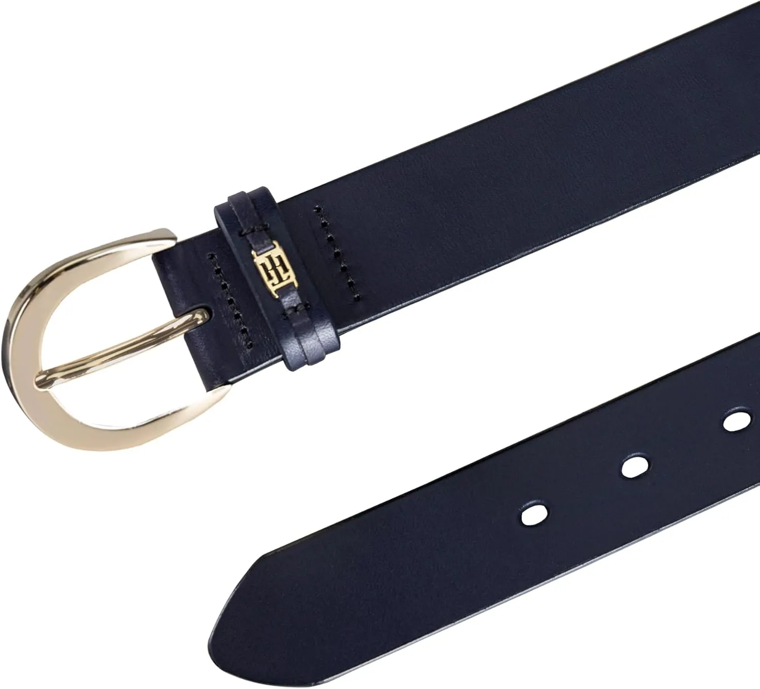 Tommy Hilfiger Women's TH Ornament Logo Casual Leather Belt for Jeans, Trousers and Dresses
