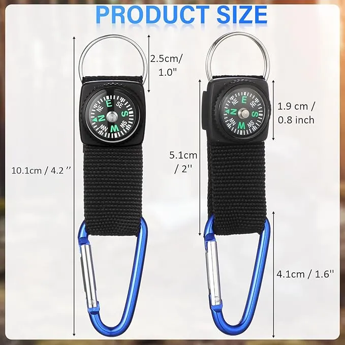 TOODOO 28 Pieces Belt Clip Compass Kids Compass Prize Belt Compass Keychain for Camo Birthday Party Supplies Outdoors Adventure Party Favors (Blue)