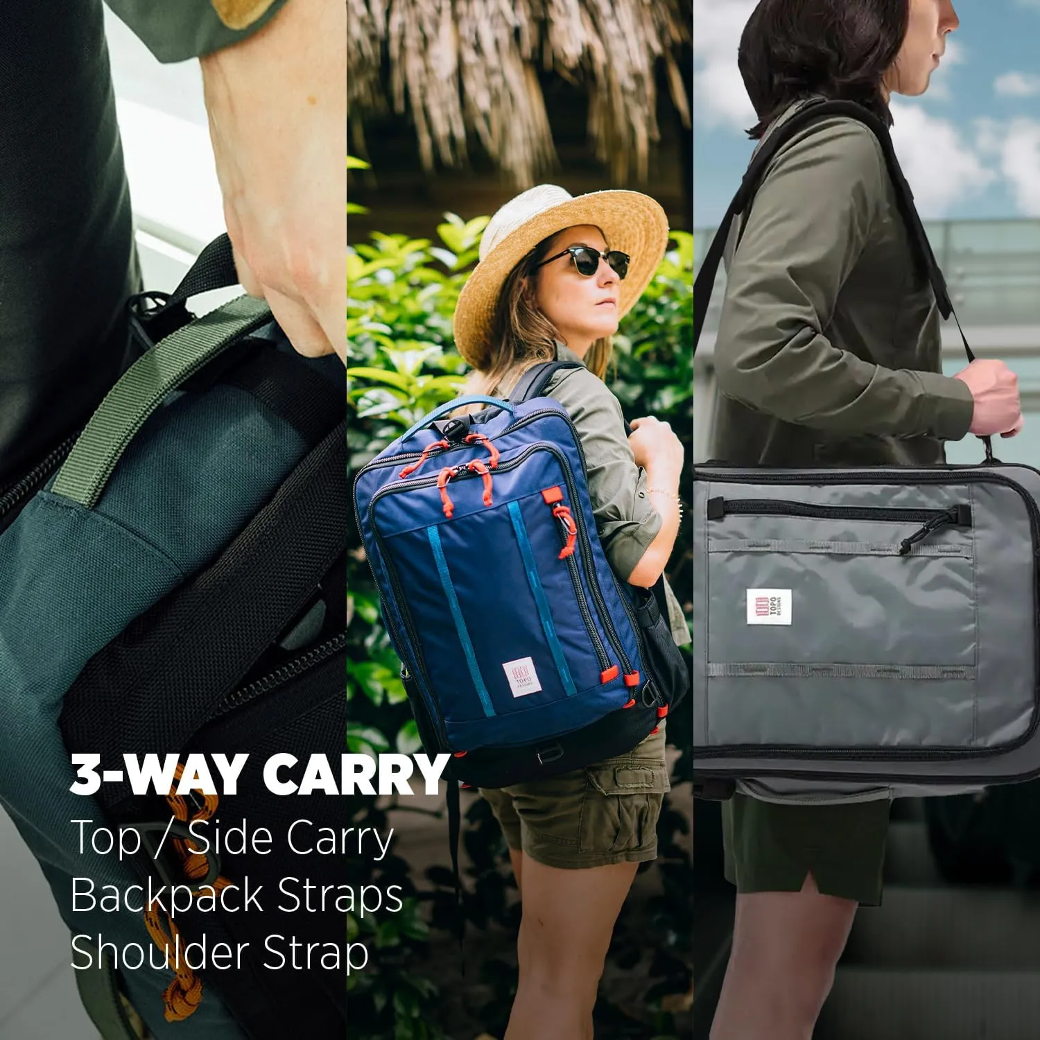 Topo Designs Global Travel Bag 30-40 Liter - Carry-on Compliant Versatile Pack, 3 Carry Options, External Laptop Sleeve (Original, 30L, Navy)