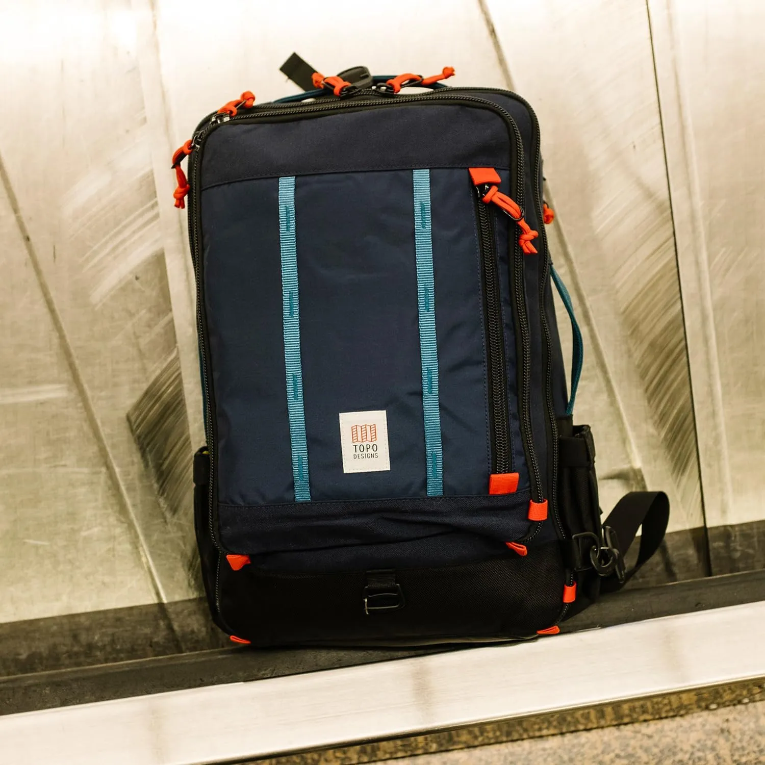 Topo Designs Global Travel Bag 30-40 Liter - Carry-on Compliant Versatile Pack, 3 Carry Options, External Laptop Sleeve (Original, 30L, Navy)