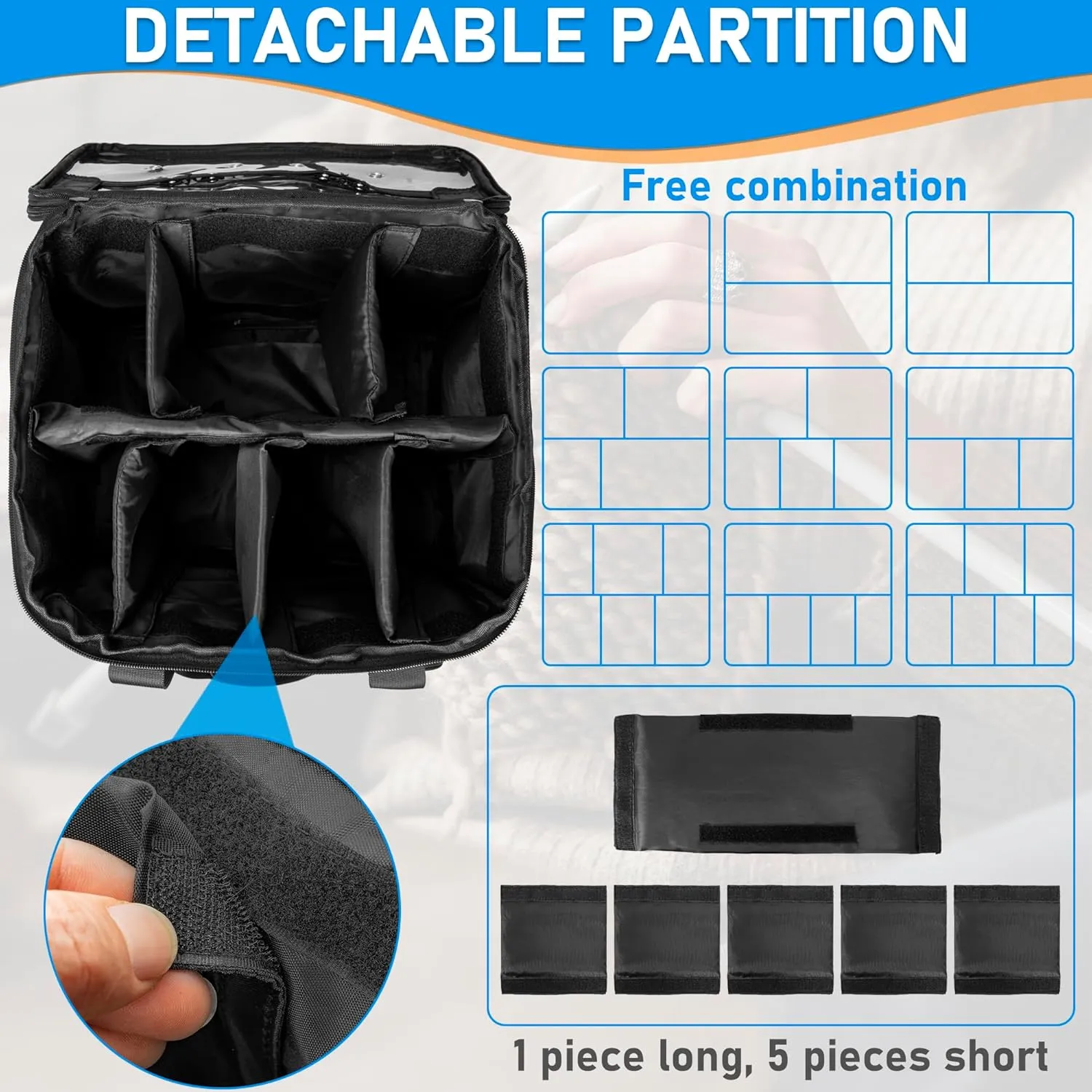 TORIBIO Knitting Bag Yarn Storage Tote, Large Crochet Organizer with 6 Removable Dividers, Yarn Holder Case for Unfinished Project, Knitting Needles, Crochet Hooks, 14.2" x9.8" x11"