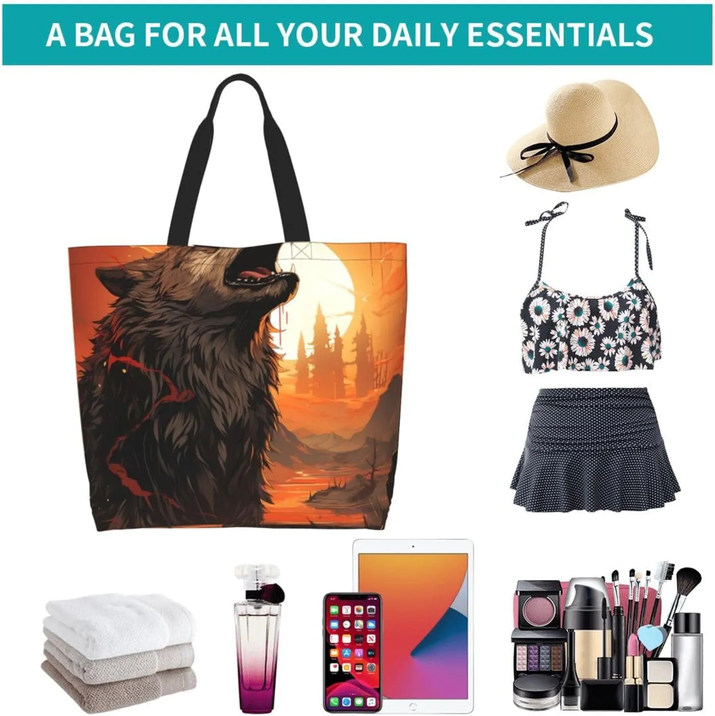 Tote Bag for Women Reusable Grocery Bag Shopping Bag Love Fabric Tote Bags Handbag Foldable Shoulder Bag
