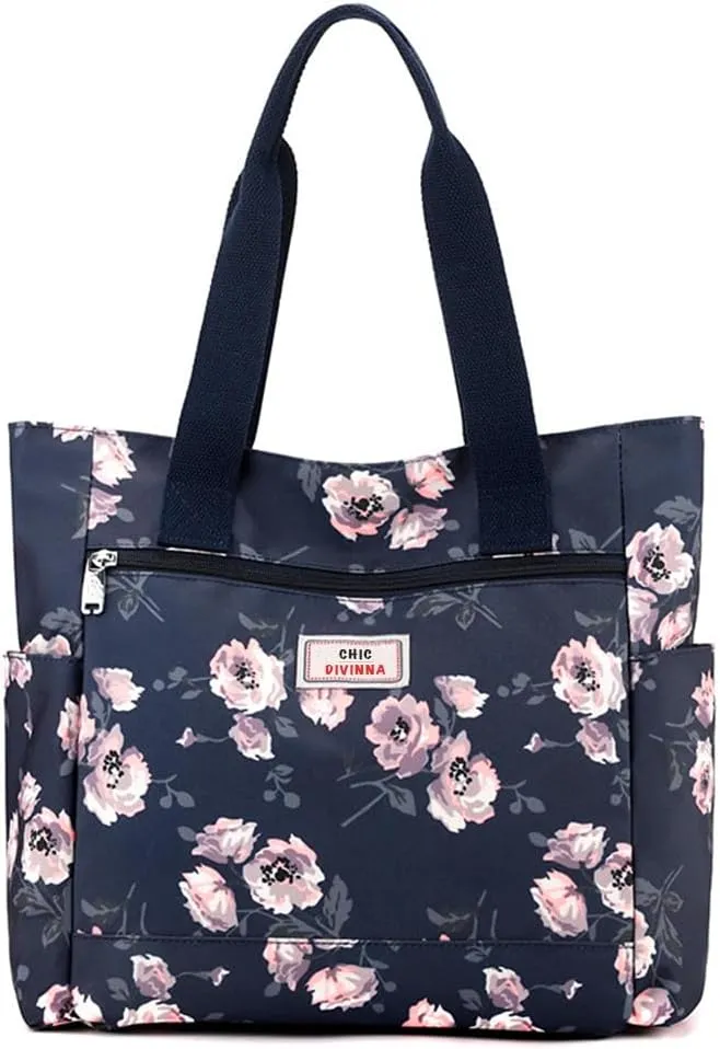 Tote Bag Medium for Women Lightweight Nylon Waterproof Everyday Shoulder Bag for Gym Travel Beach
