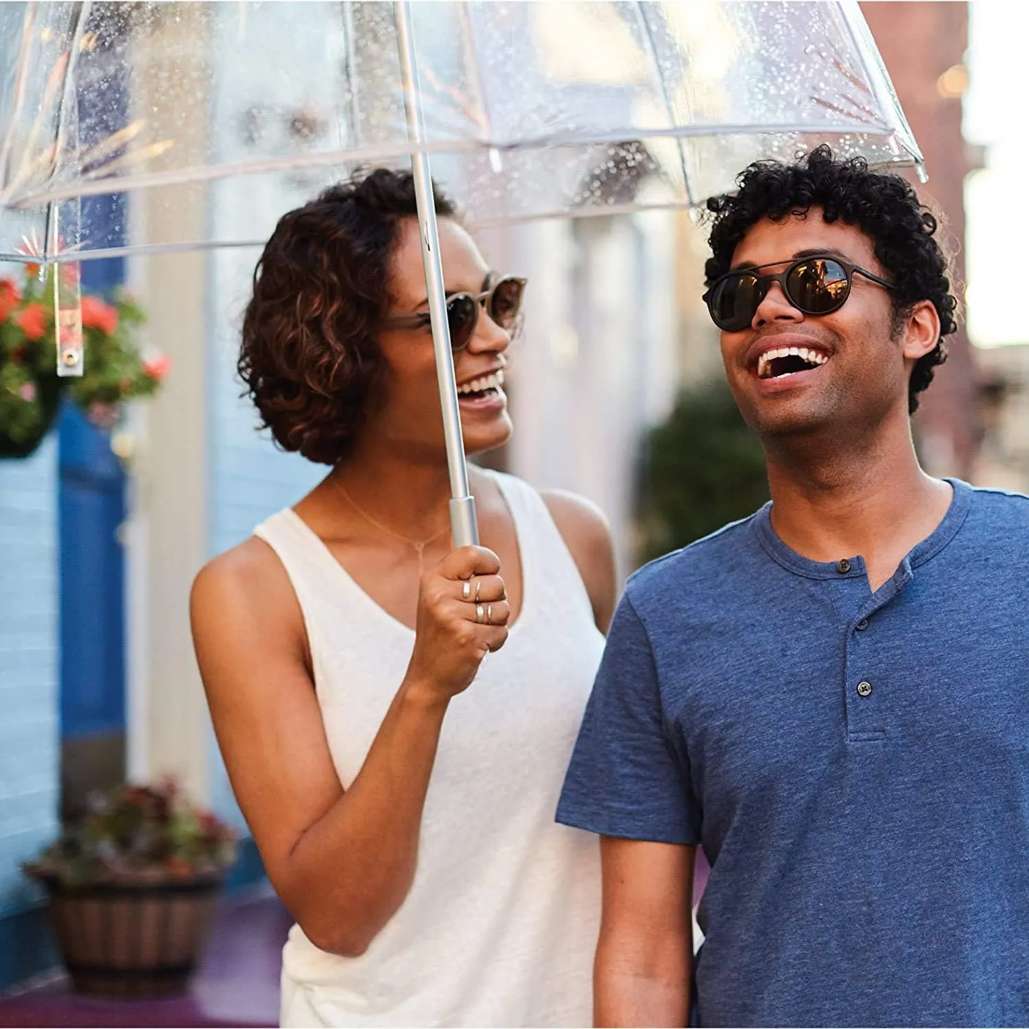 totes Adult Clear Bubble Umbrella with Dome Canopy and Lightweight Wind and Rain Protection