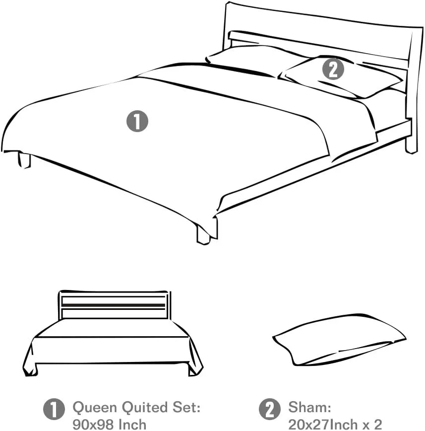 Travan 3-Piece Queen Quilt Sets with Shams Oversized Bedding Bedspread Reversible Soft Coverlet Set, Queen Size