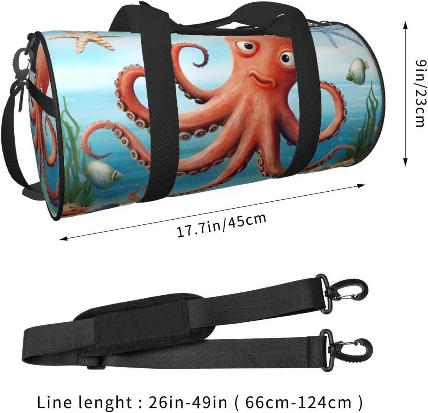 Travel Bag For Women,Beach Octopus Starfish Print Personal Item Duffle Bags,Weekend Travel Duffel Tote Bag,Travel Sport Gym Bag For Men,Airplane Travel Essentials For Flying
