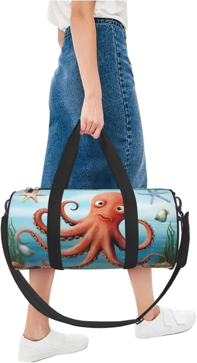 Travel Bag For Women,Beach Octopus Starfish Print Personal Item Duffle Bags,Weekend Travel Duffel Tote Bag,Travel Sport Gym Bag For Men,Airplane Travel Essentials For Flying