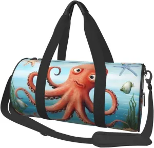 Travel Bag For Women,Beach Octopus Starfish Print Personal Item Duffle Bags,Weekend Travel Duffel Tote Bag,Travel Sport Gym Bag For Men,Airplane Travel Essentials For Flying