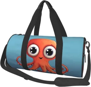 Travel Bag For Women,Big-Eyed Red Octopus Print Personal Item Duffle Bags,Weekend Travel Duffel Tote Bag,Travel Sport Gym Bag For Men,Airplane Travel Essentials For Flying